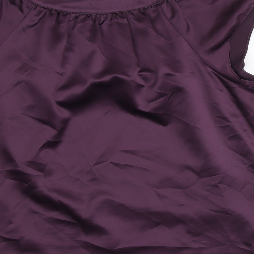 Marks and Spencer Womens Purple Polyester Basic Blouse Size 16 Round Neck