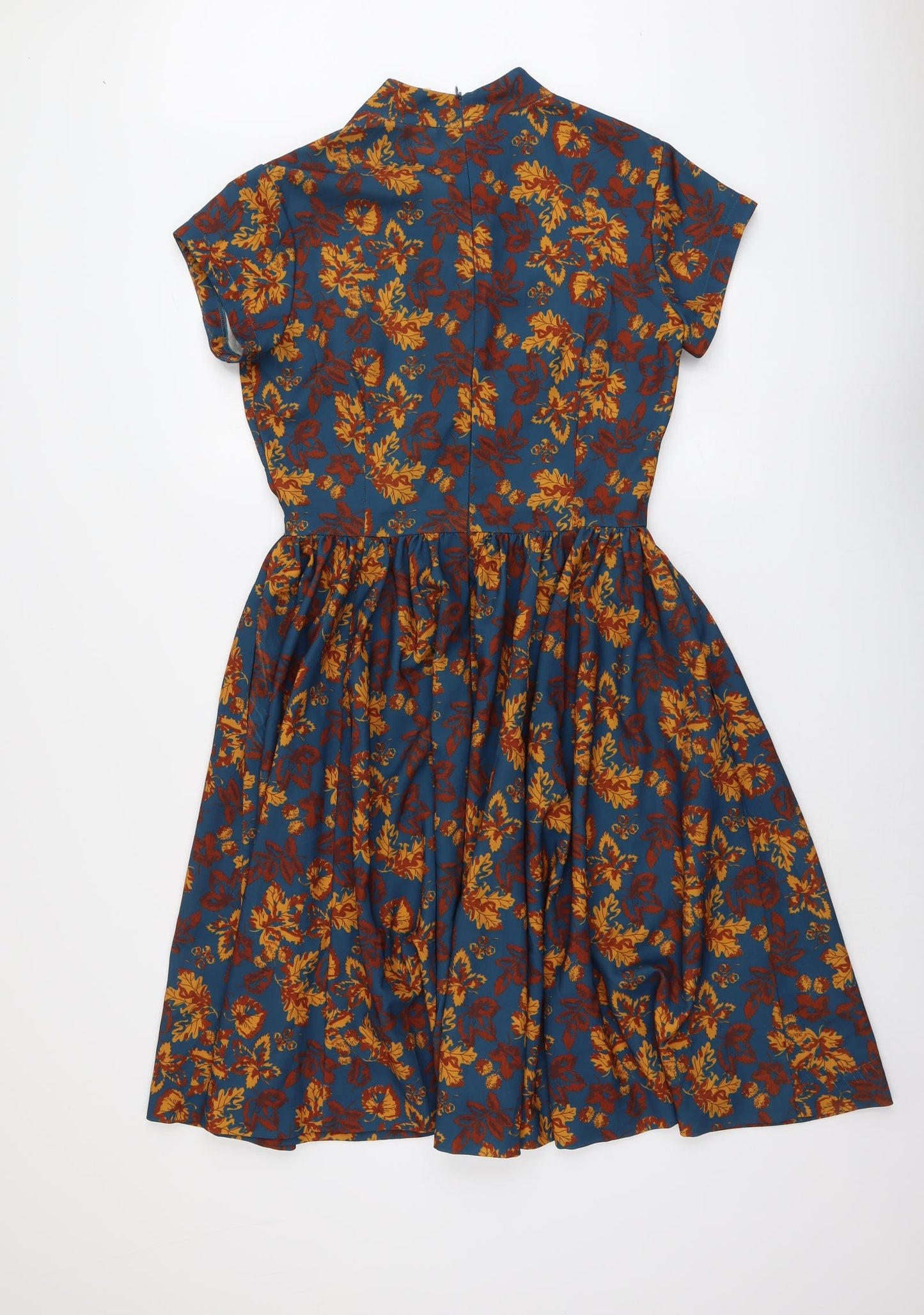 Emmy Womens Grey Floral Polyester Trapeze & Swing Size 12 V-Neck Zip