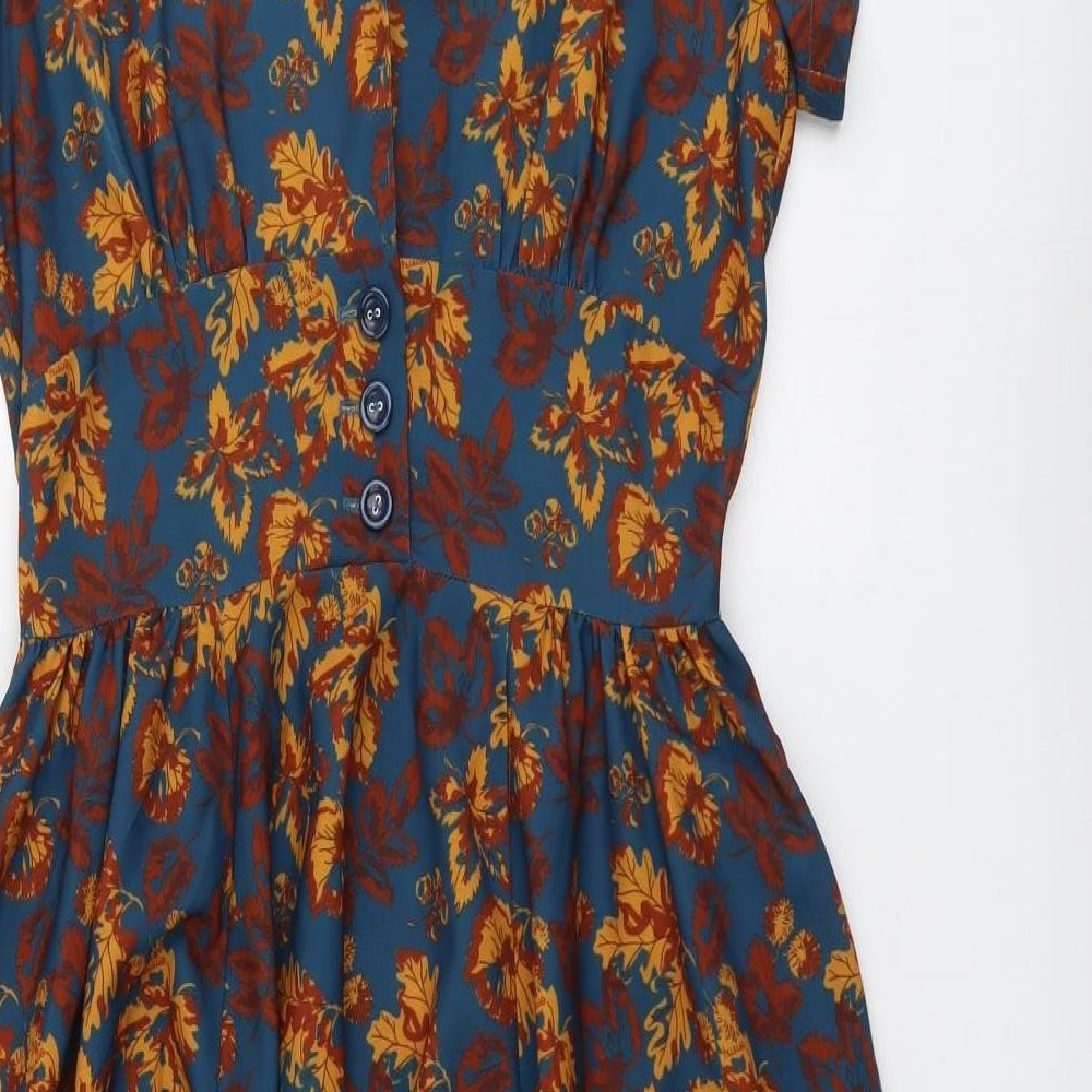 Emmy Womens Grey Floral Polyester Trapeze & Swing Size 12 V-Neck Zip