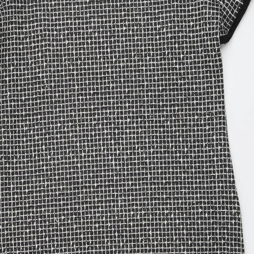 Dorothy Perkins Womens Black Geometric Polyester A-Line Size 14 Round Neck Button