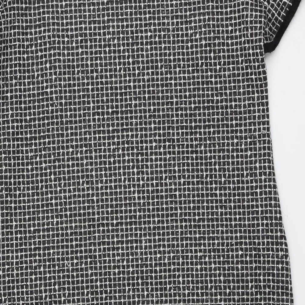 Dorothy Perkins Womens Black Geometric Polyester A-Line Size 14 Round Neck Button