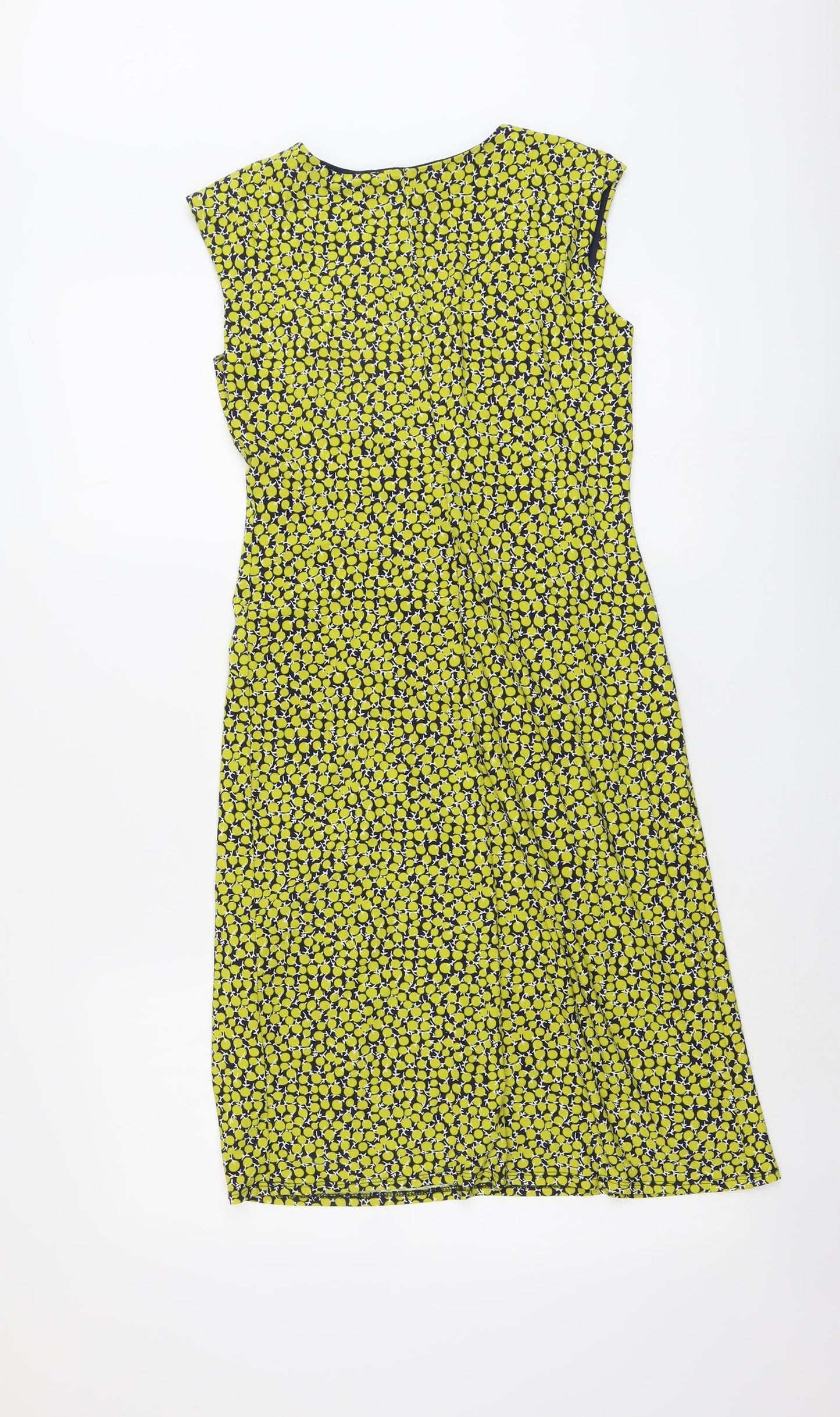 John Lewis Womens Green Geometric Polyester A-Line Size 10 V-Neck Pullover - Twist Detail