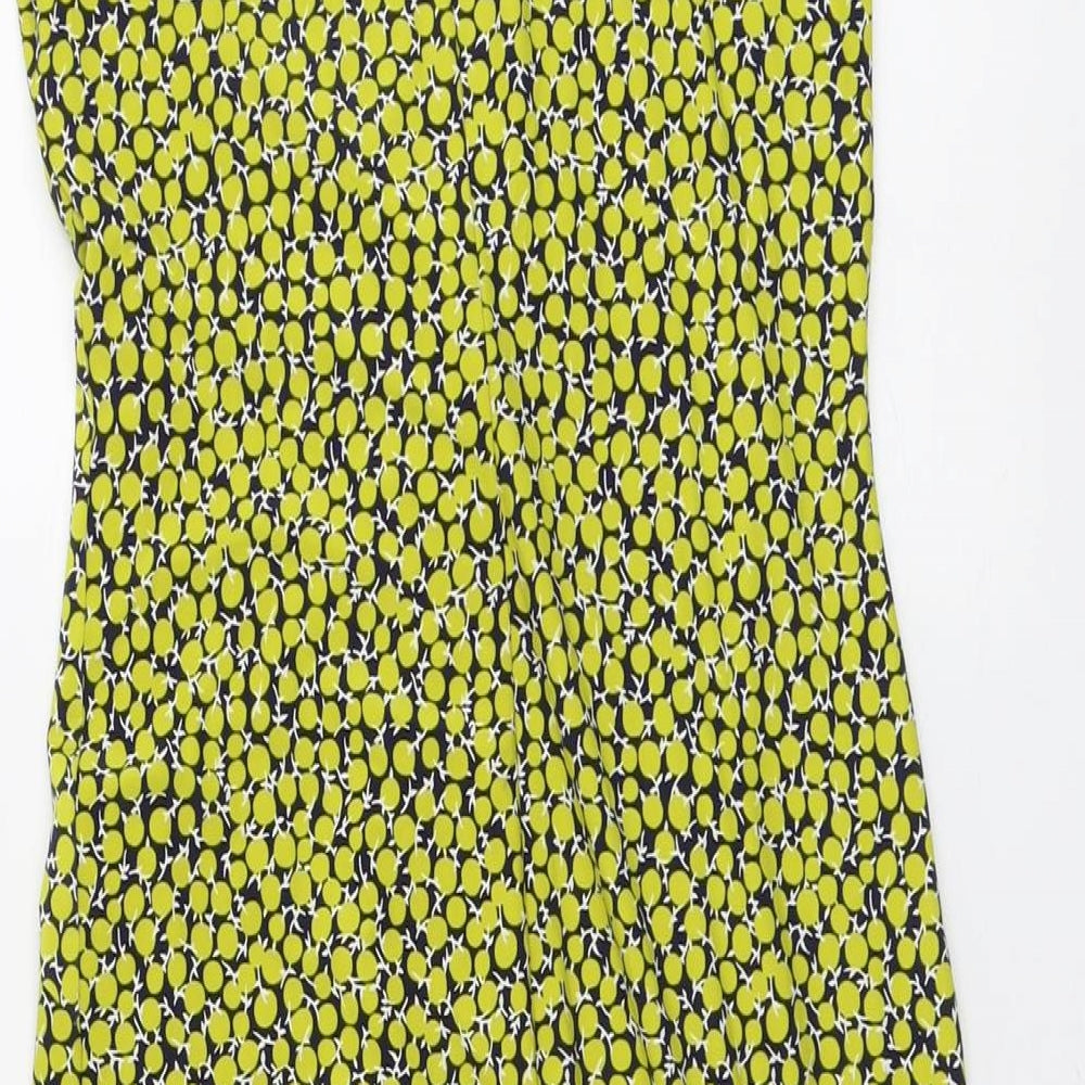 John Lewis Womens Green Geometric Polyester A-Line Size 10 V-Neck Pullover - Twist Detail