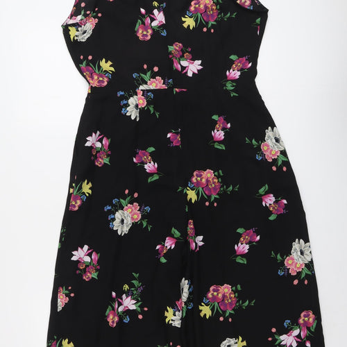 Oasis Womens Black Floral Polyester Jumpsuit One-Piece Size 12 Zip