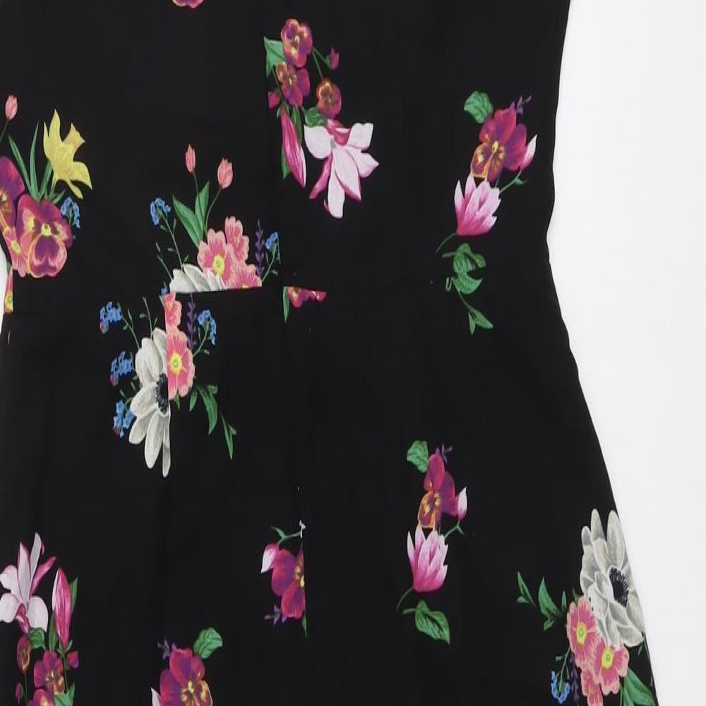 Oasis Womens Black Floral Polyester Jumpsuit One-Piece Size 12 Zip