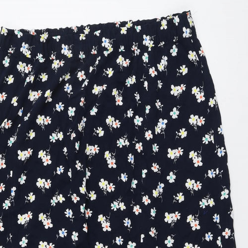 Marks and Spencer Womens Blue Floral Viscose Swing Skirt Size 18