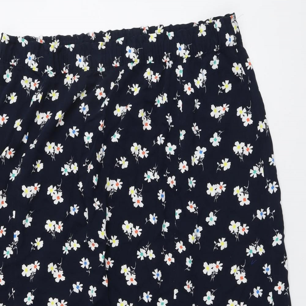 Marks and Spencer Womens Blue Floral Viscose Swing Skirt Size 18