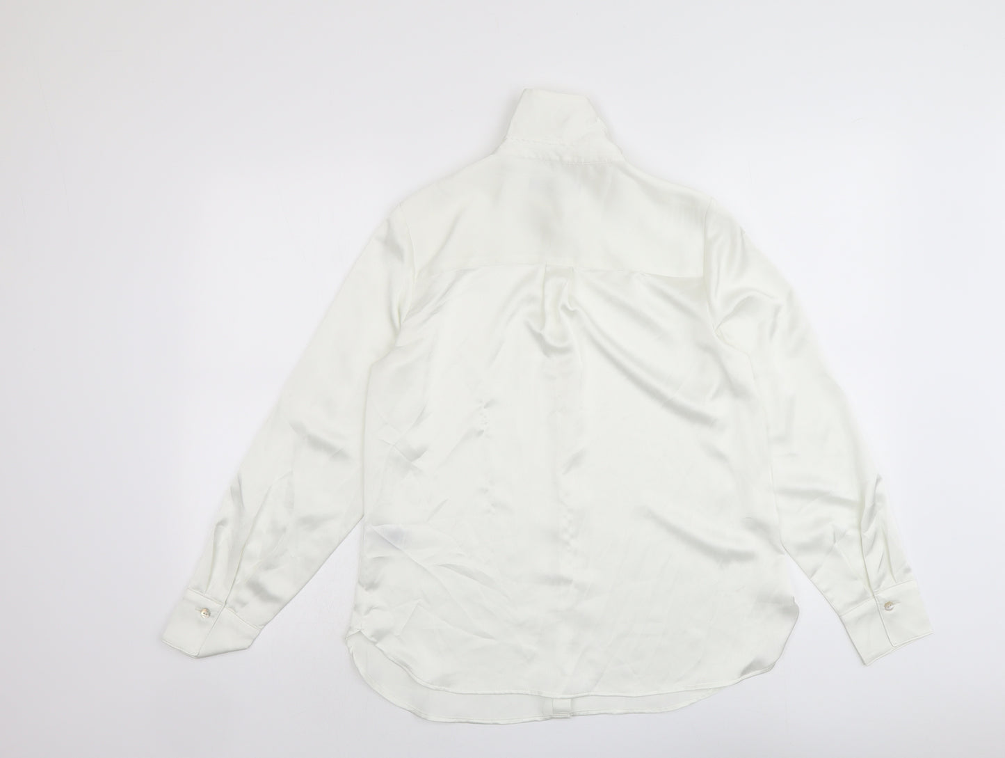 Marks and Spencer Womens Ivory Polyester Basic Button-Up Size 6 Collared