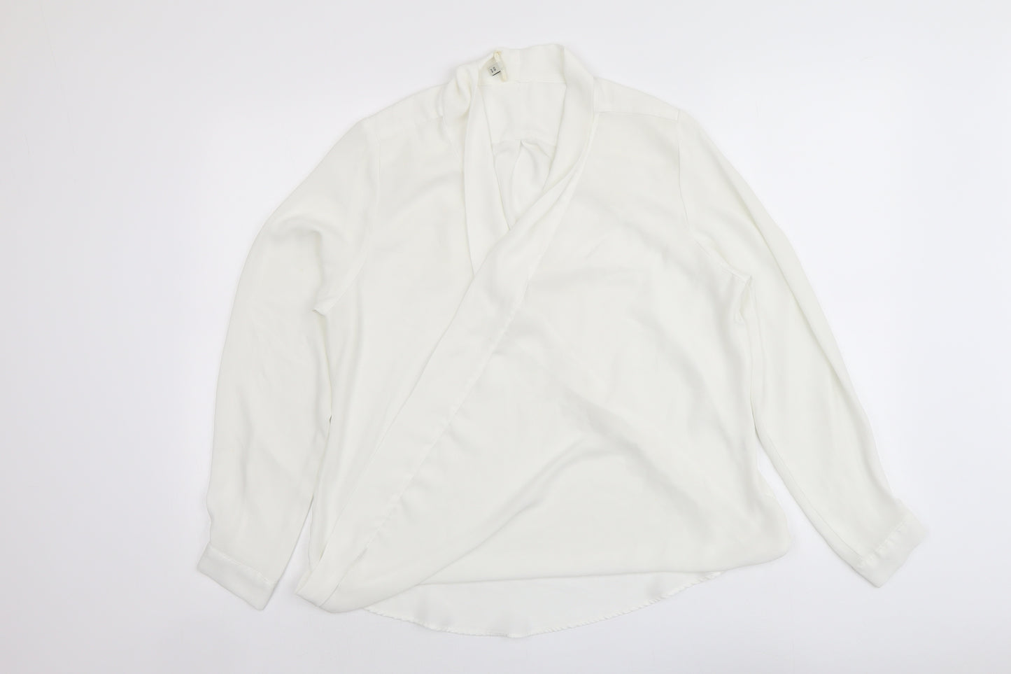 River Island Womens Ivory Polyester Basic Blouse Size 14 V-Neck - Wrap Style