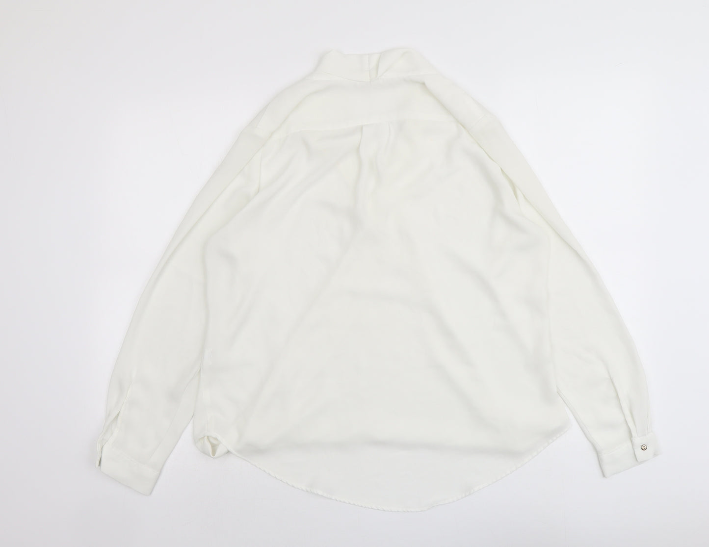 River Island Womens Ivory Polyester Basic Blouse Size 14 V-Neck - Wrap Style