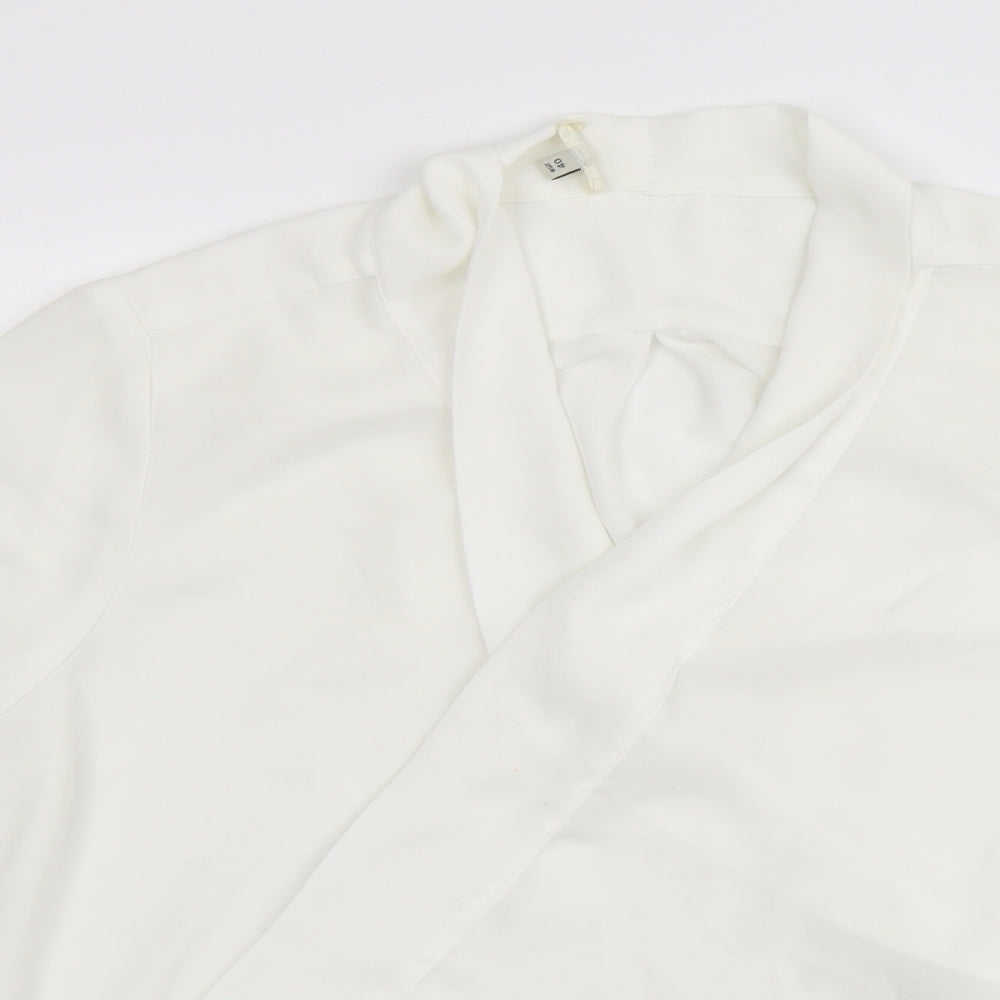 River Island Womens Ivory Polyester Basic Blouse Size 14 V-Neck - Wrap Style