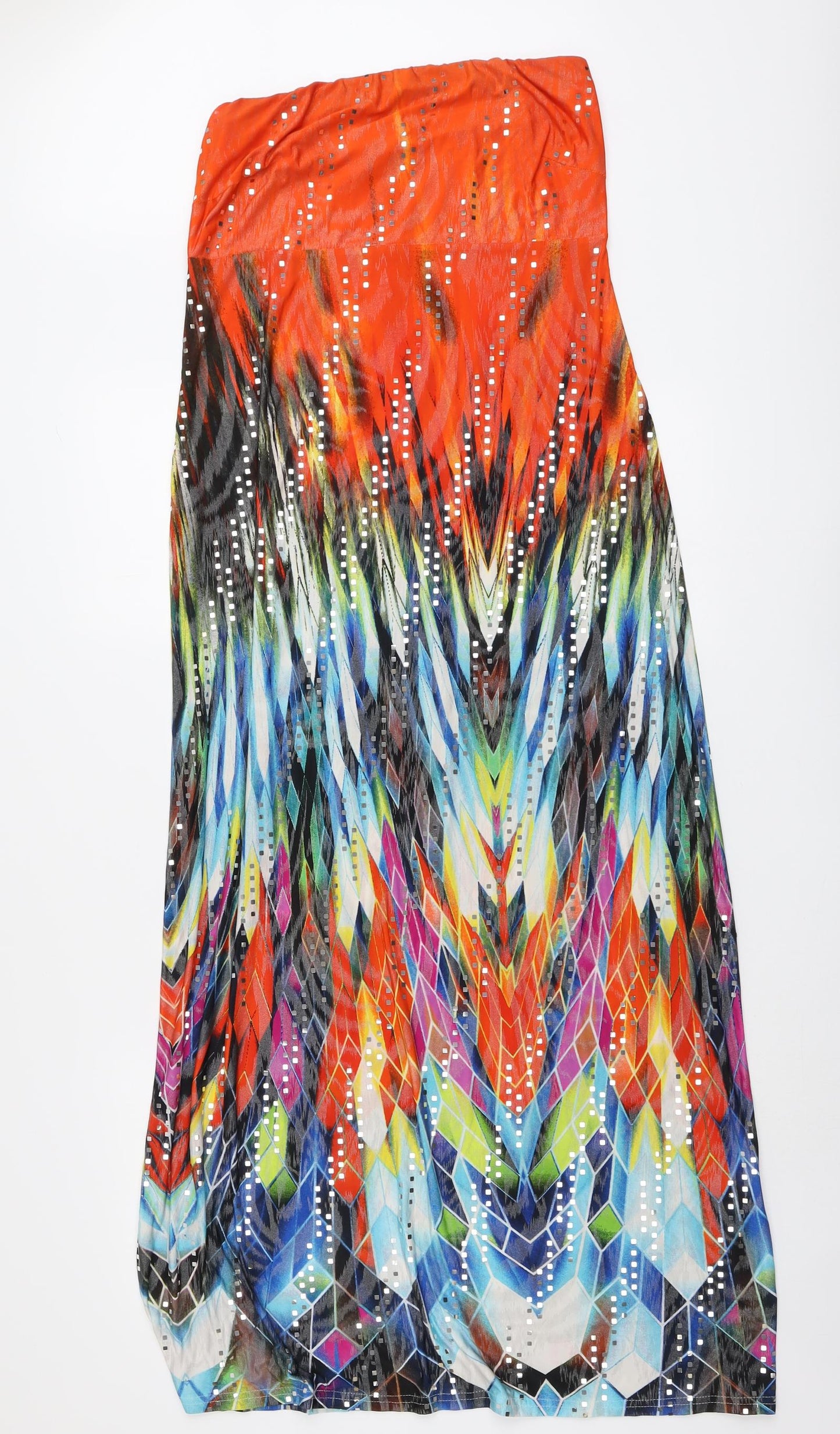 Kaleidoscope Womens Multicoloured Geometric Polyester Maxi Size 12 Off the Shoulder Pullover