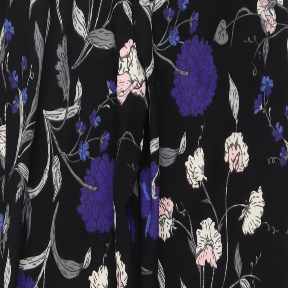 K&D Womens Black Floral Polyester Trousers Size 10 L28 in Regular