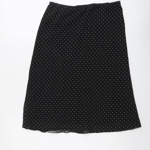 Laura Clement Womens Black Polka Dot Polyester Swing Skirt Size 12