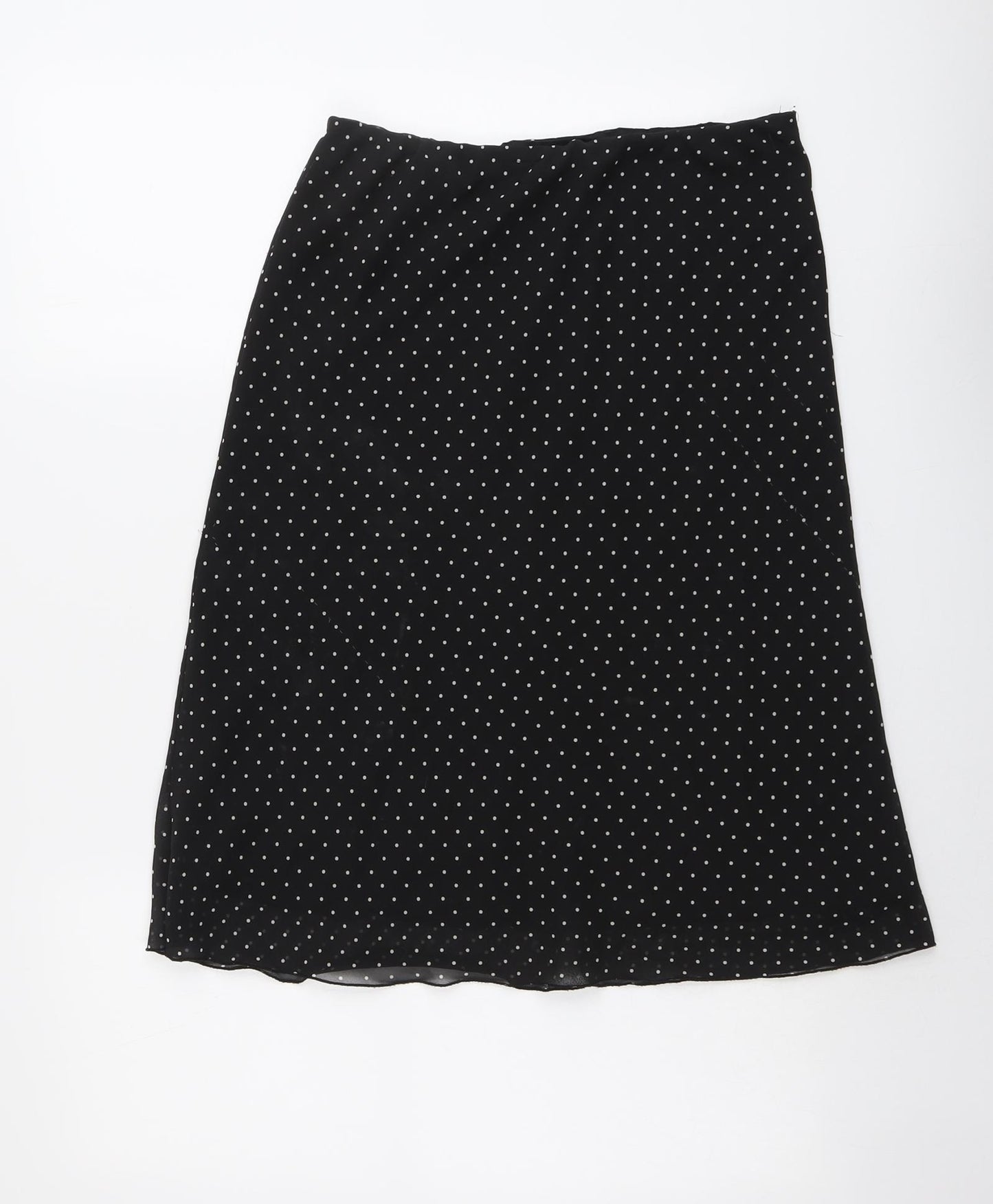 Laura Clement Womens Black Polka Dot Polyester Swing Skirt Size 12