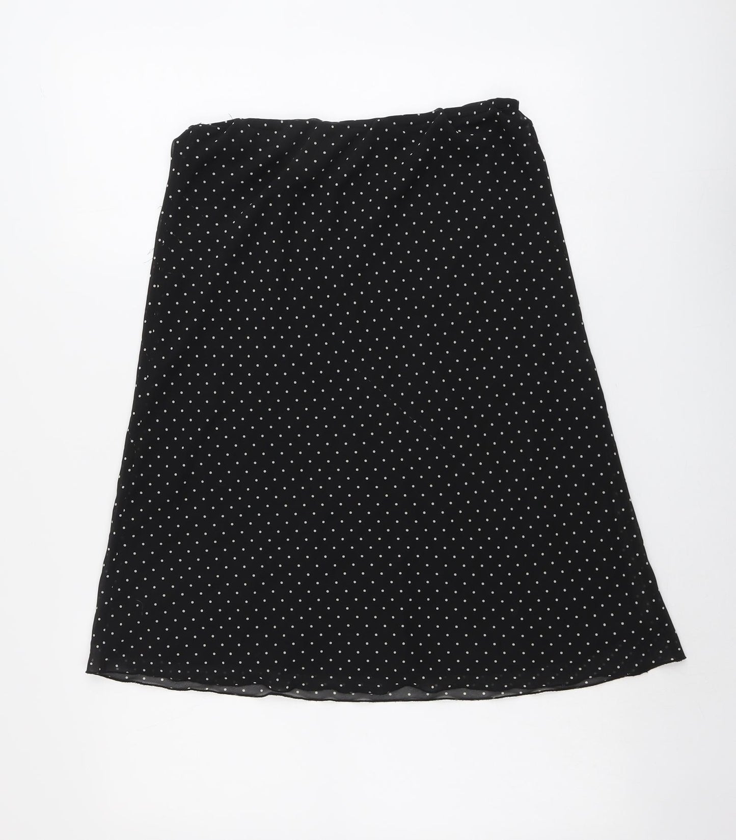 Laura Clement Womens Black Polka Dot Polyester Swing Skirt Size 12