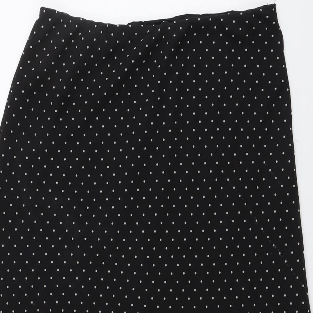 Laura Clement Womens Black Polka Dot Polyester Swing Skirt Size 12