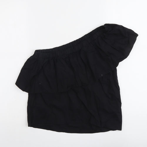 ASOS Womens Black Cotton Basic Blouse Size 8 One Shoulder