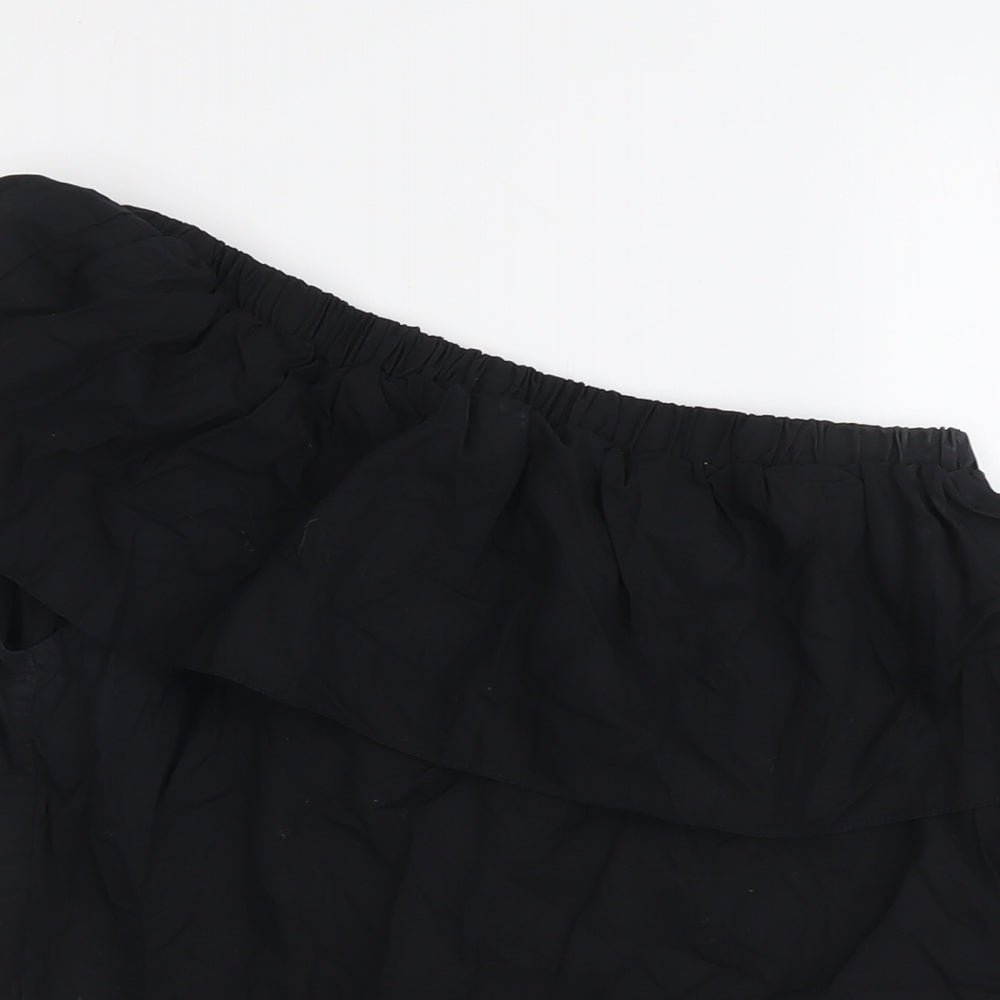 ASOS Womens Black Cotton Basic Blouse Size 8 One Shoulder