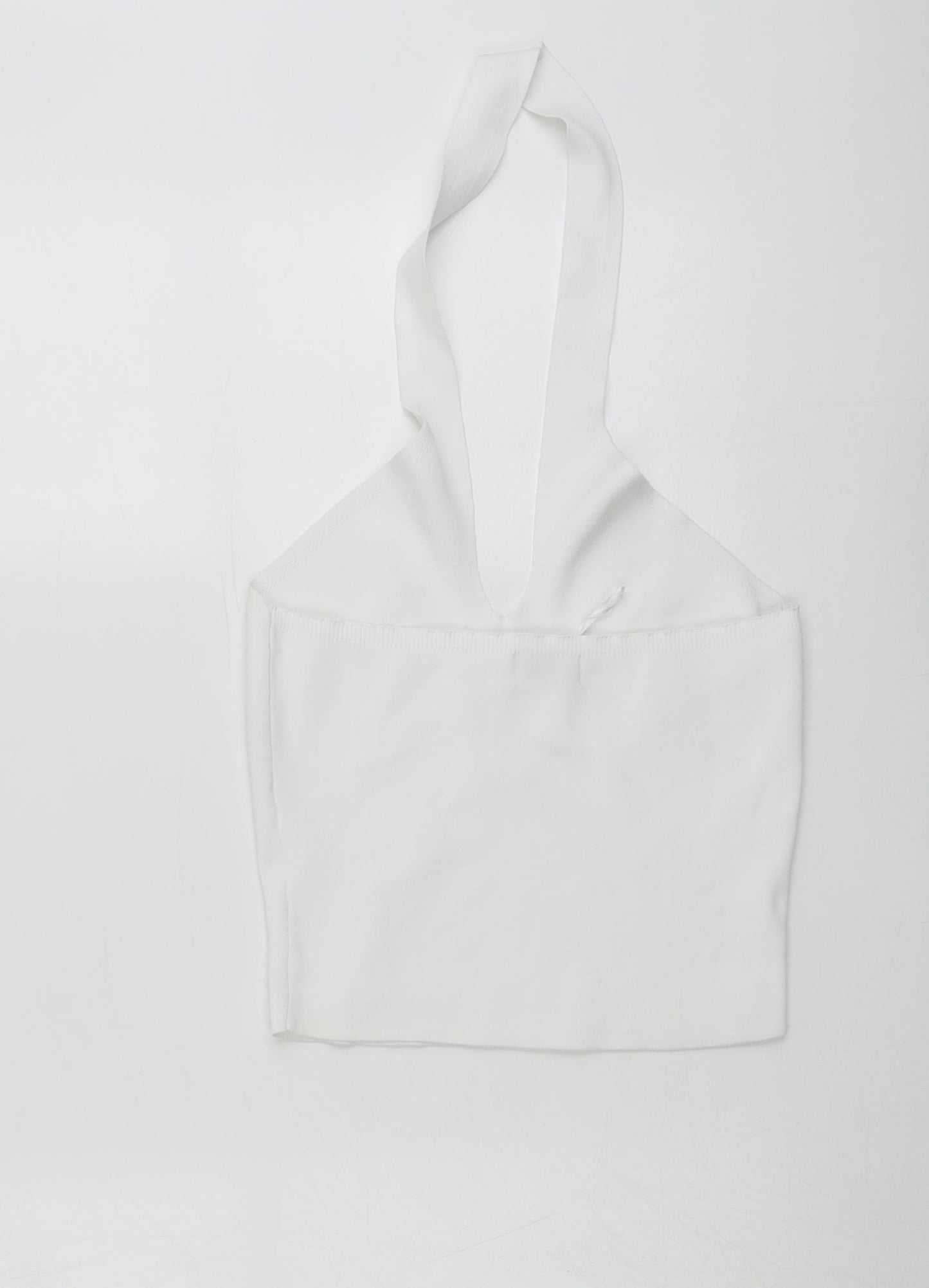 Bershka Womens White Polyester Cropped Tank Size L Halter