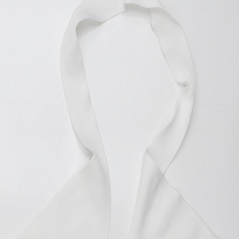 Bershka Womens White Polyester Cropped Tank Size L Halter