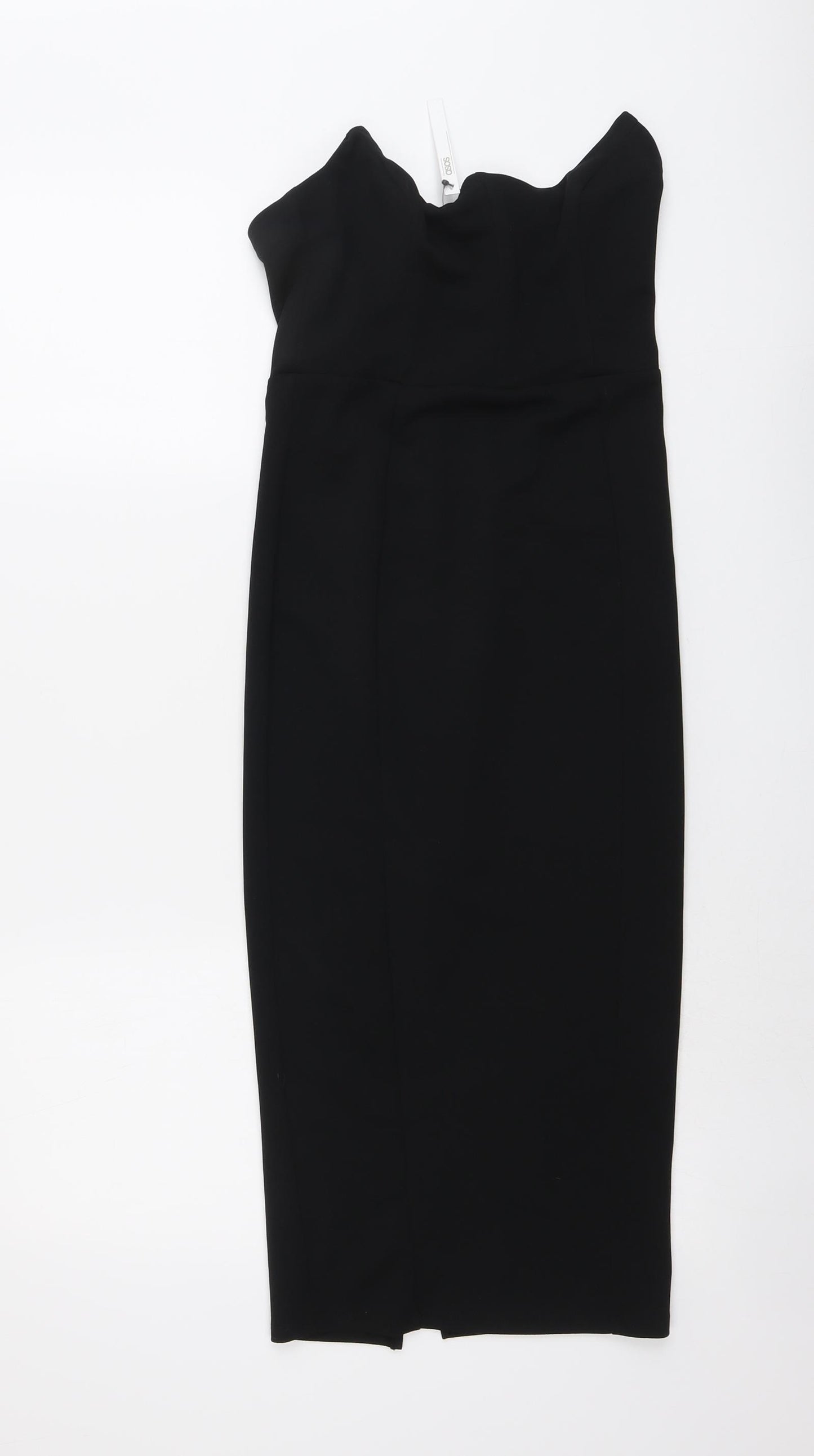 ASOS Womens Black Polyester A-Line Size 6 Off the Shoulder Zip