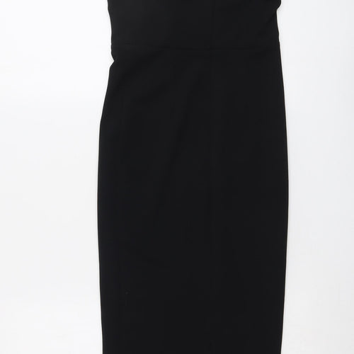ASOS Womens Black Polyester A-Line Size 6 Off the Shoulder Zip