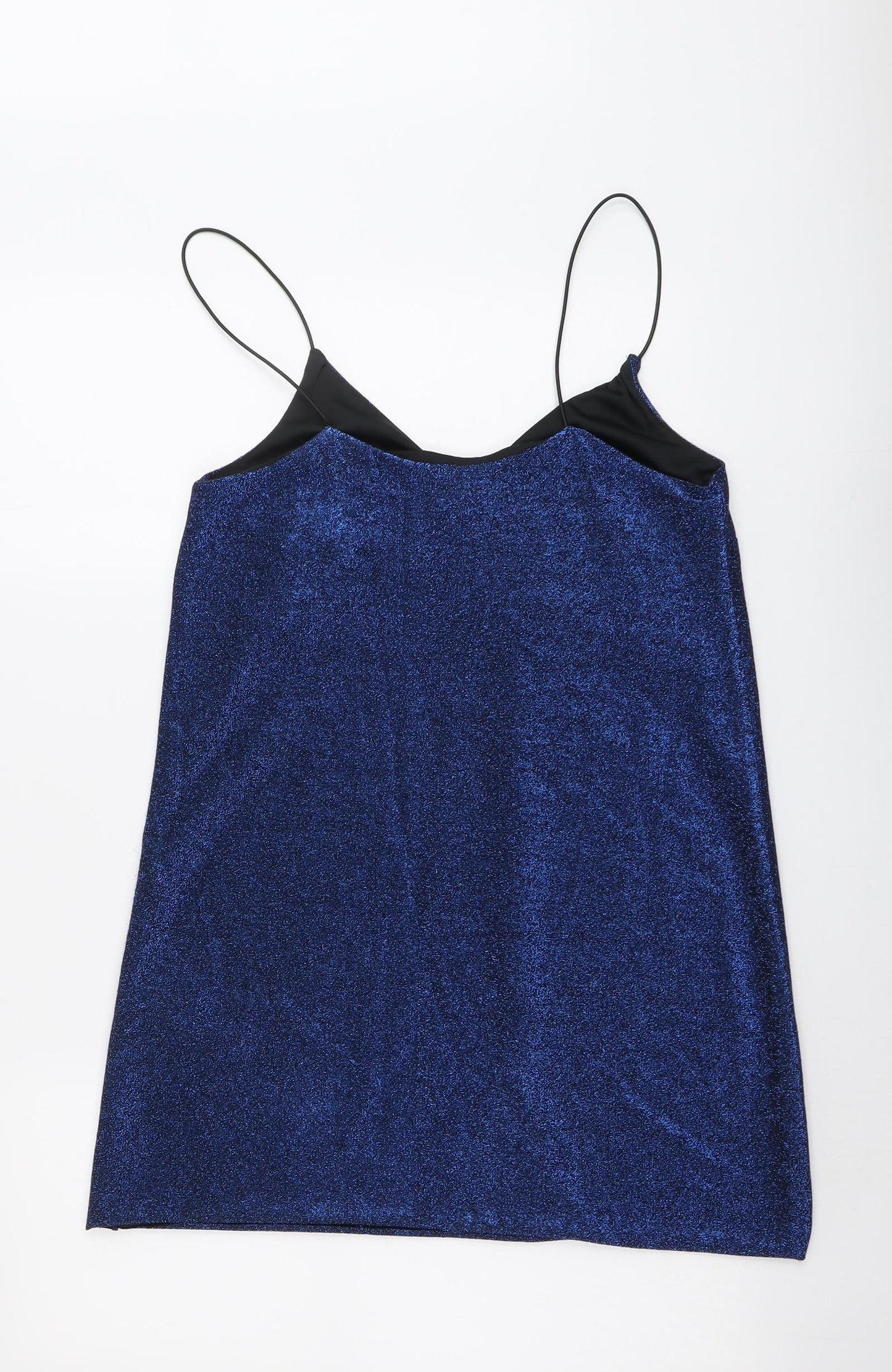 New Look Womens Blue Polyester Slip Dress Size 10 V-Neck Pullover