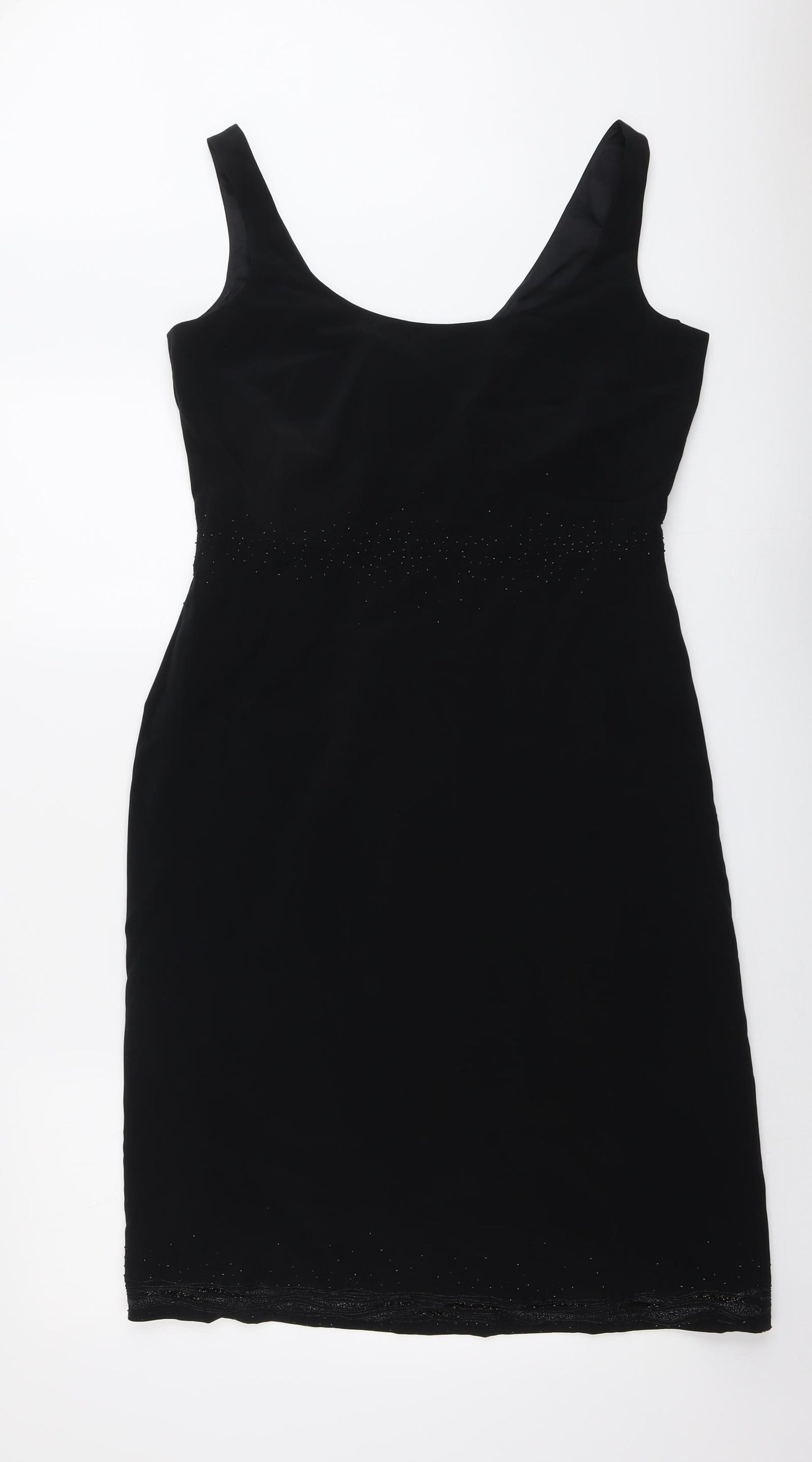 Jasper Conran Womens Black Acetate A-Line Size 14 Round Neck Pullover