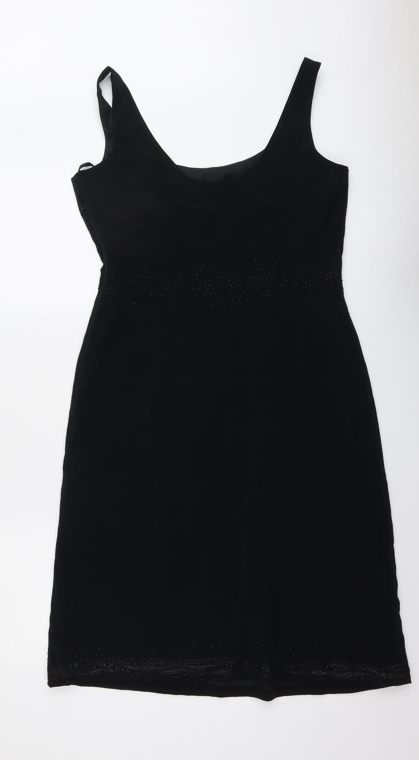 Jasper Conran Womens Black Acetate A-Line Size 14 Round Neck Pullover