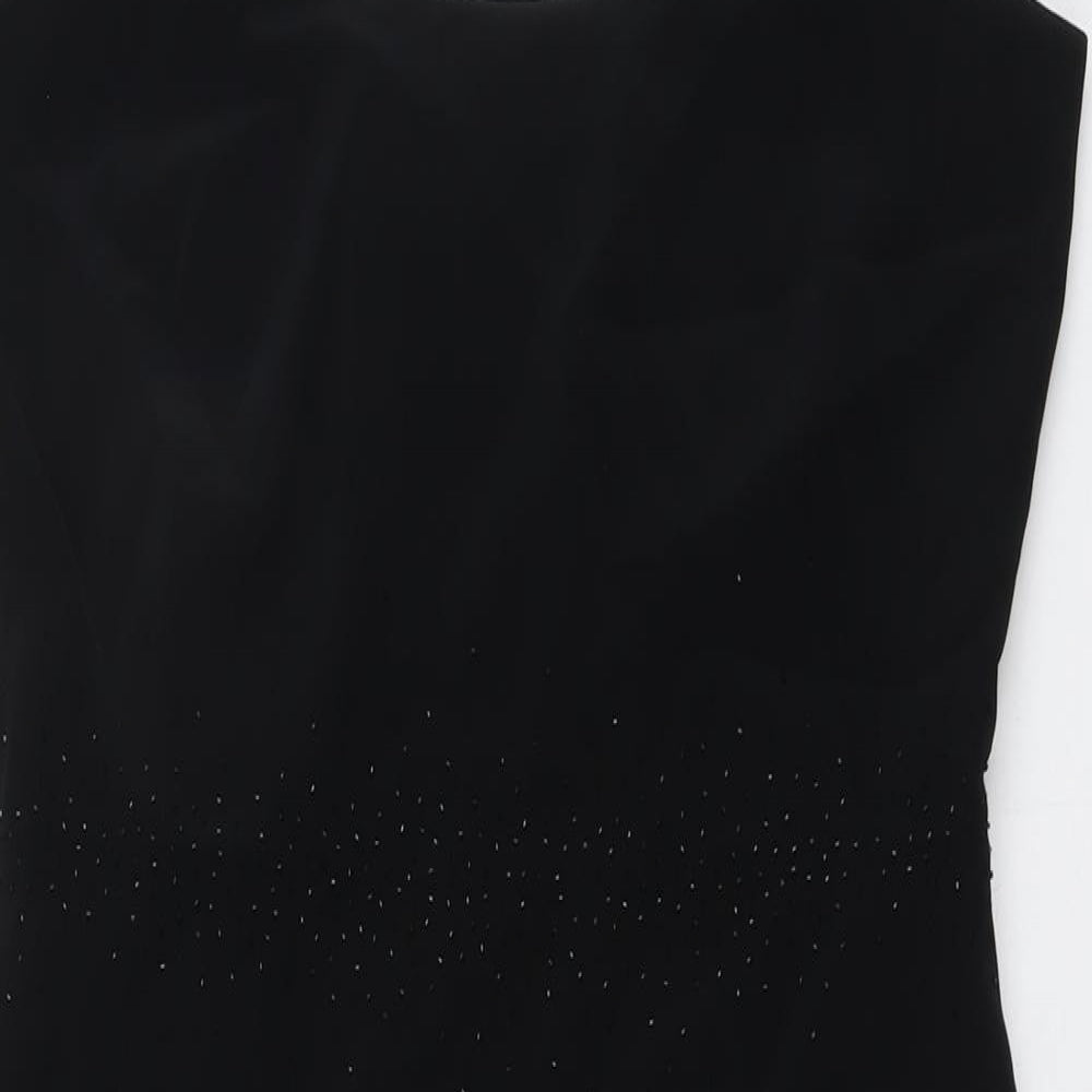 Jasper Conran Womens Black Acetate A-Line Size 14 Round Neck Pullover