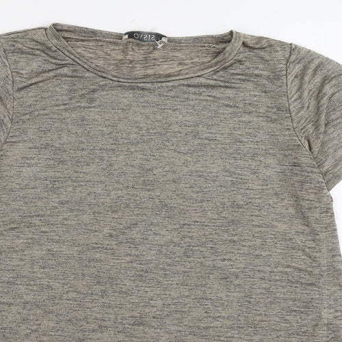 Oasis Womens Beige Geometric Polyester Basic T-Shirt Size S Round Neck