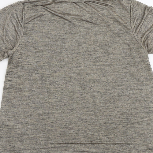 Oasis Womens Beige Geometric Polyester Basic T-Shirt Size S Round Neck