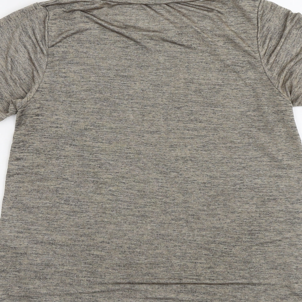 Oasis Womens Beige Geometric Polyester Basic T-Shirt Size S Round Neck