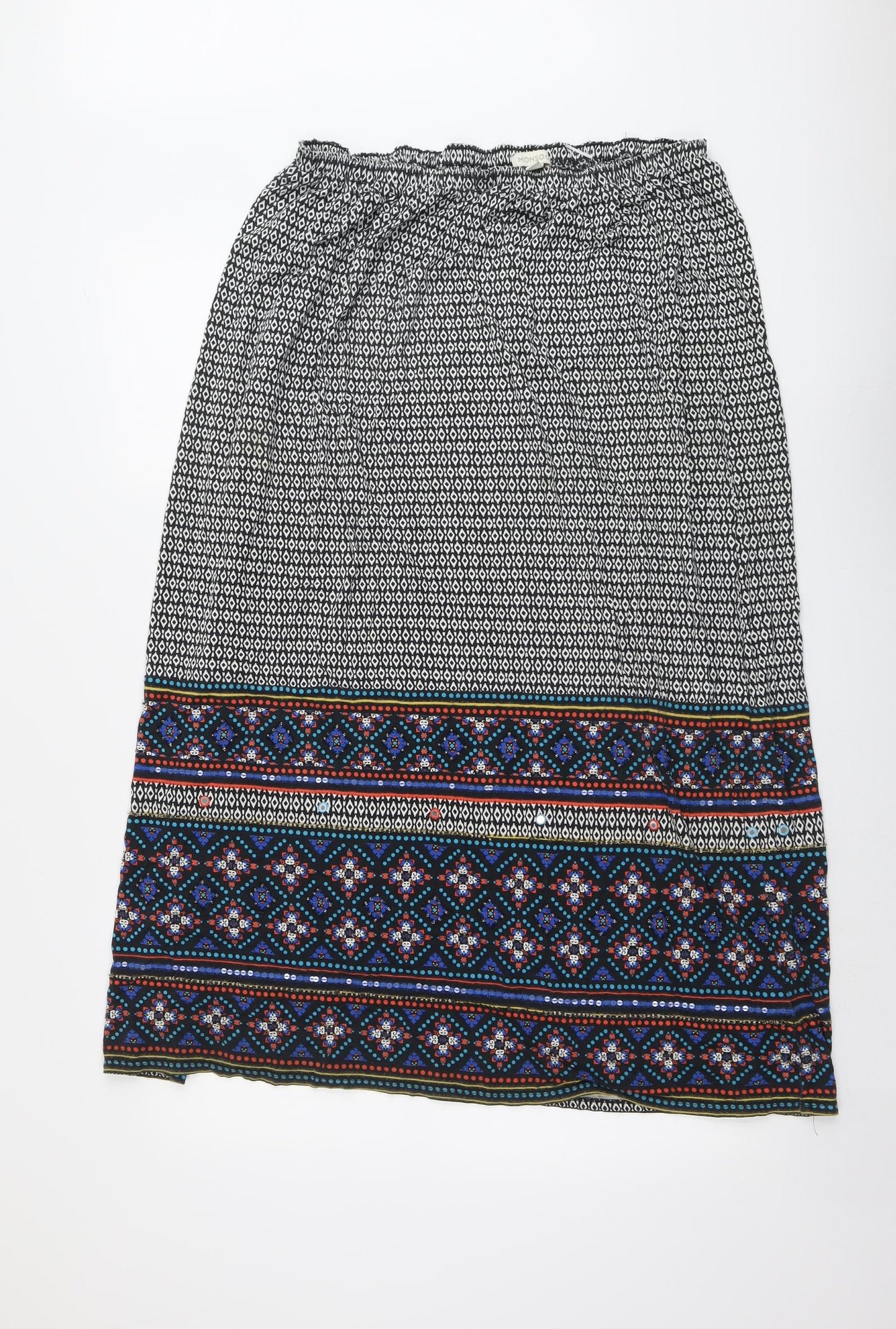 Monsoon Womens Multicoloured Geometric Viscose Peasant Skirt Size L