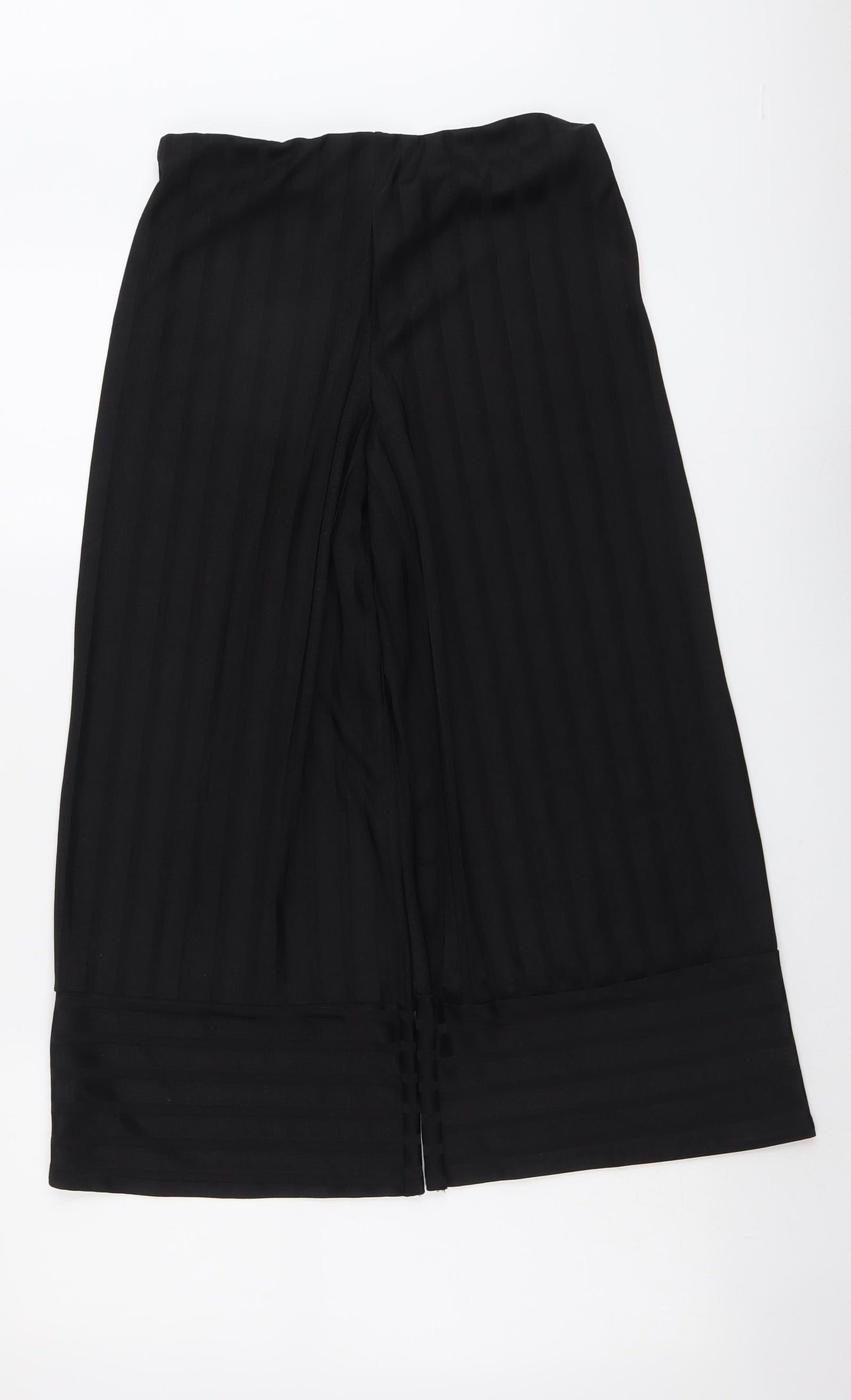 Zara Womens Black Striped Polyester Trousers Size M L21 in Regular