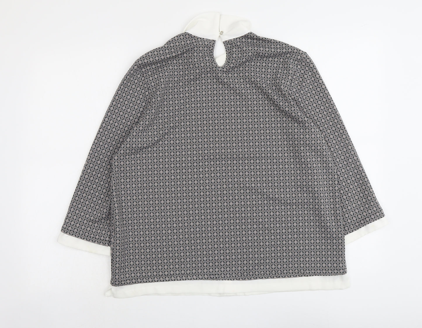 Wallis Womens Grey Geometric Polyester Basic Blouse Size 14 Collared