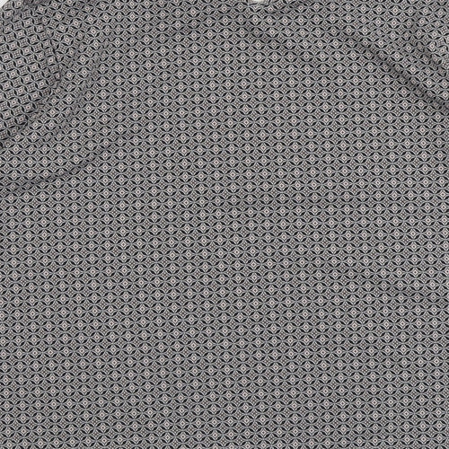 Wallis Womens Grey Geometric Polyester Basic Blouse Size 14 Collared