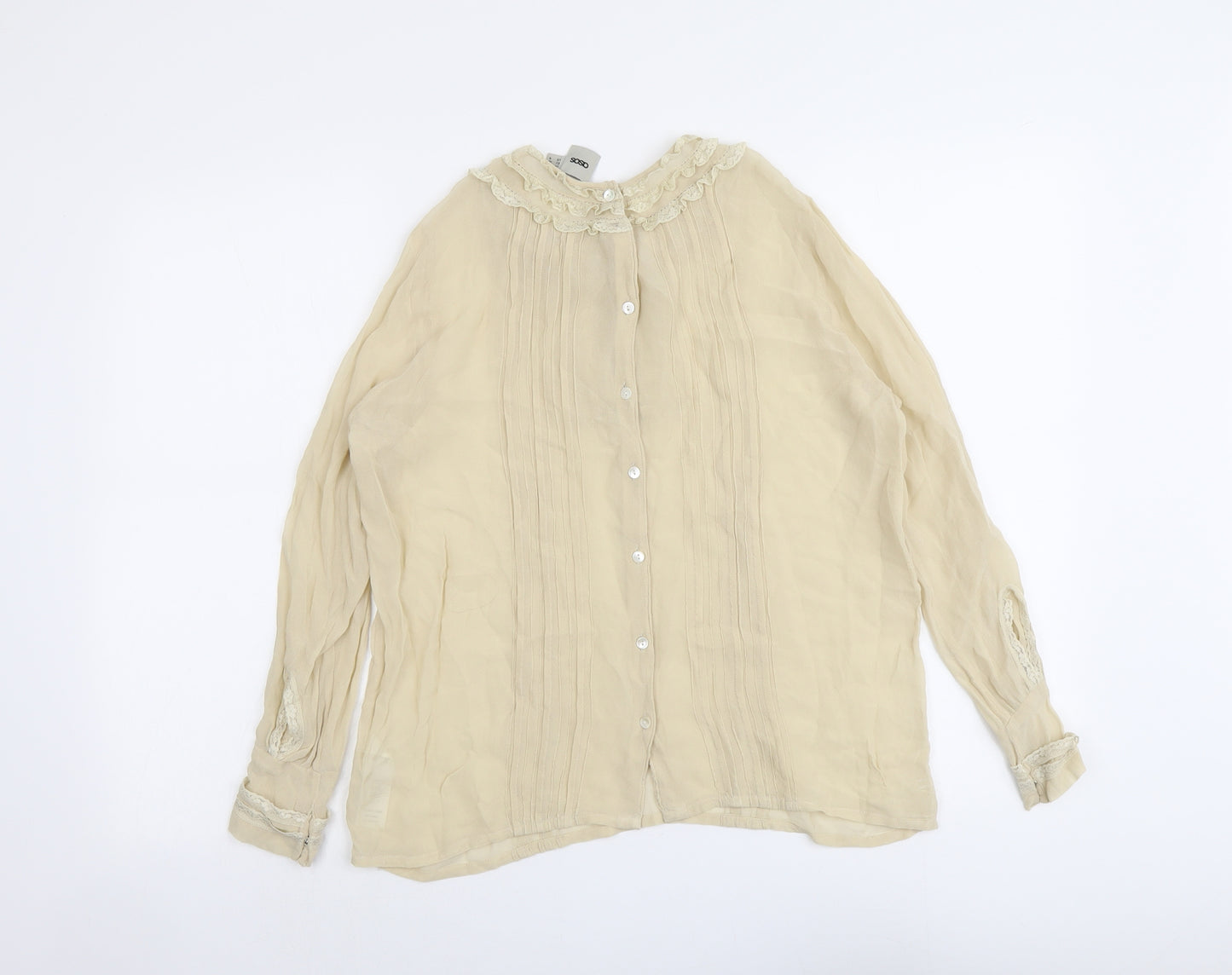 ASOS Womens Beige Viscose Basic Blouse Size 8 Round Neck