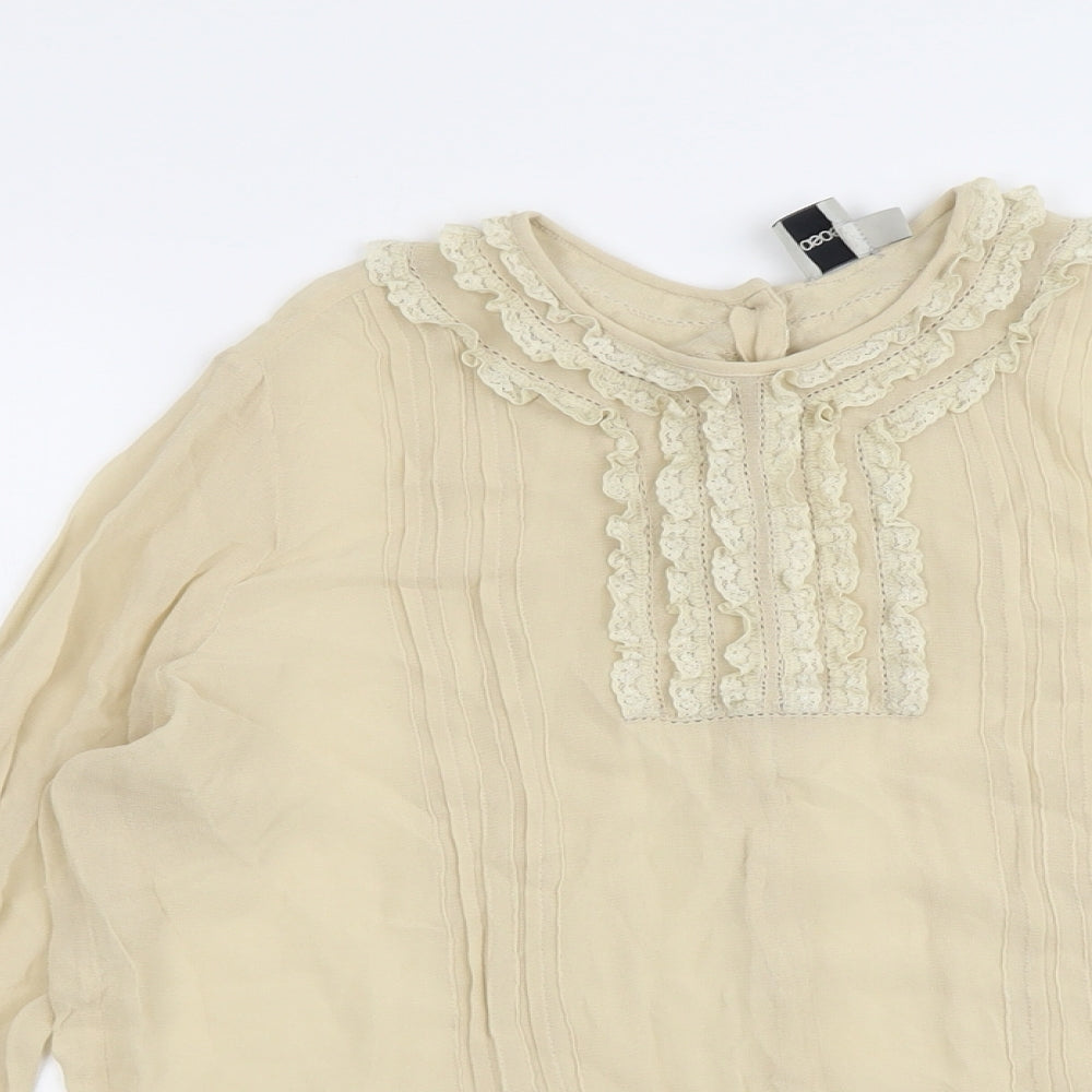 ASOS Womens Beige Viscose Basic Blouse Size 8 Round Neck