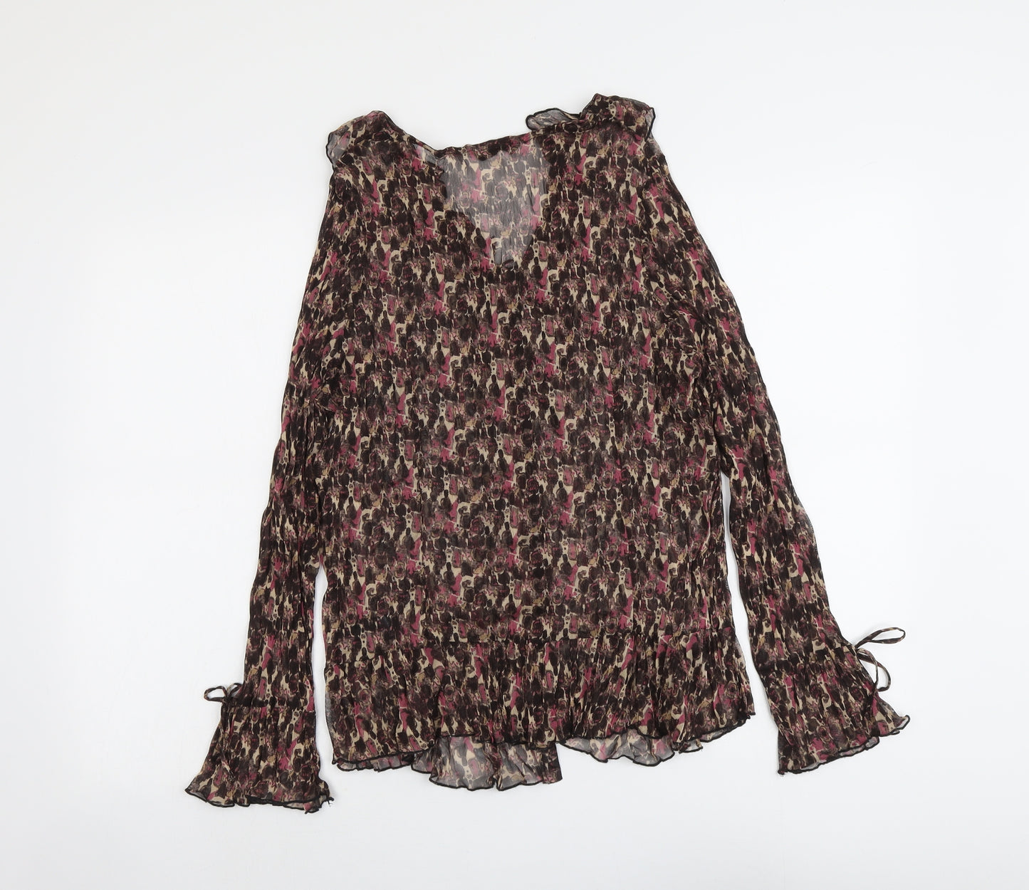 Marks and Spencer Womens Purple Geometric Polyester Basic Blouse Size 20 V-Neck