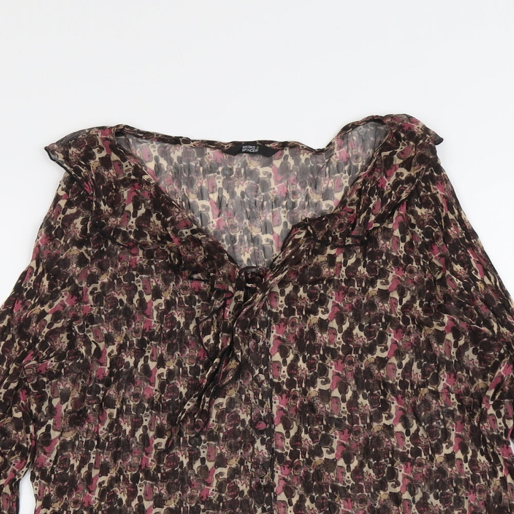 Marks and Spencer Womens Purple Geometric Polyester Basic Blouse Size 20 V-Neck