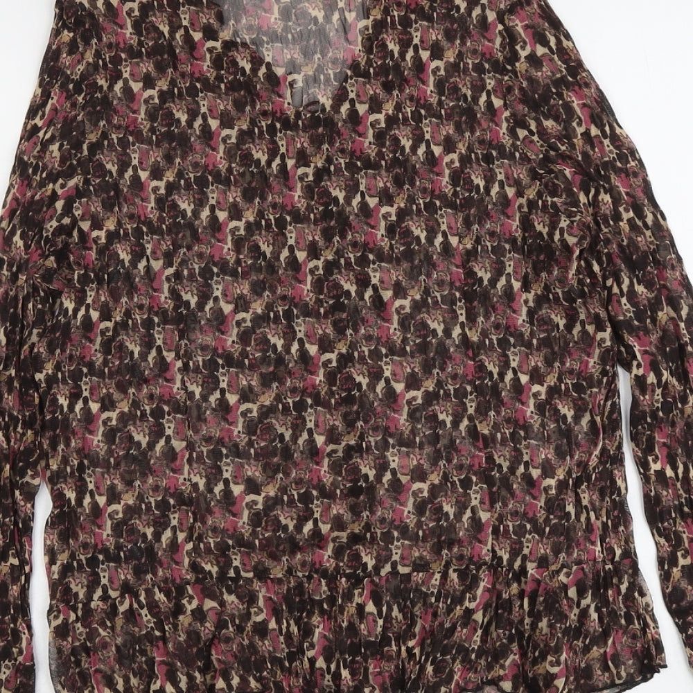 Marks and Spencer Womens Purple Geometric Polyester Basic Blouse Size 20 V-Neck