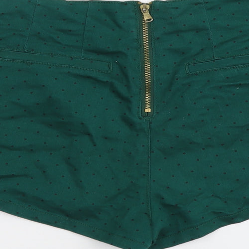 New Look Womens Green Polka Dot Cotton Hot Pants Shorts Size 14 L3 in Regular Zip