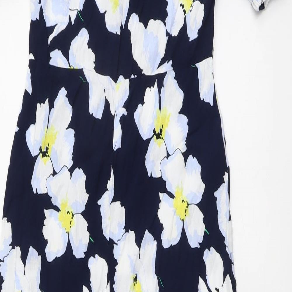 Marks and Spencer Womens Blue Floral Viscose Jumpsuit One-Piece Size 6 Zip