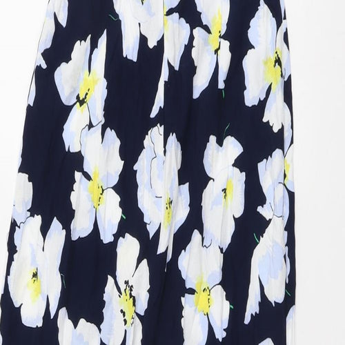 Marks and Spencer Womens Blue Floral Viscose Jumpsuit One-Piece Size 6 Zip