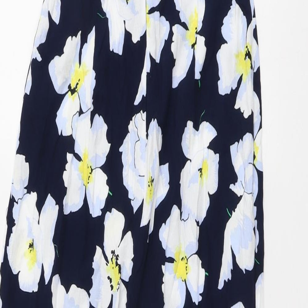 Marks and Spencer Womens Blue Floral Viscose Jumpsuit One-Piece Size 6 Zip