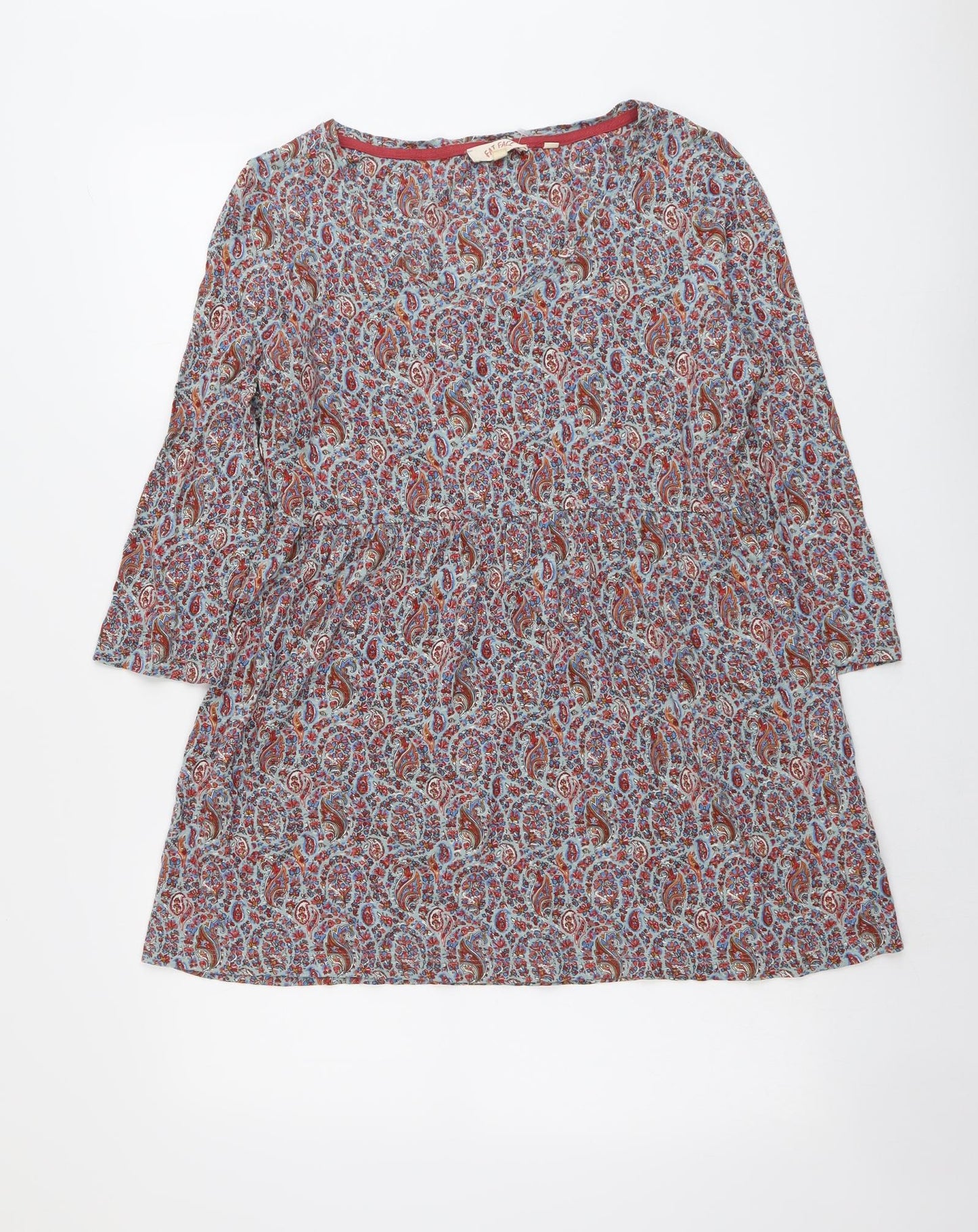 Fat Face Womens Multicoloured Geometric Viscose Basic Blouse Size 12 Round Neck