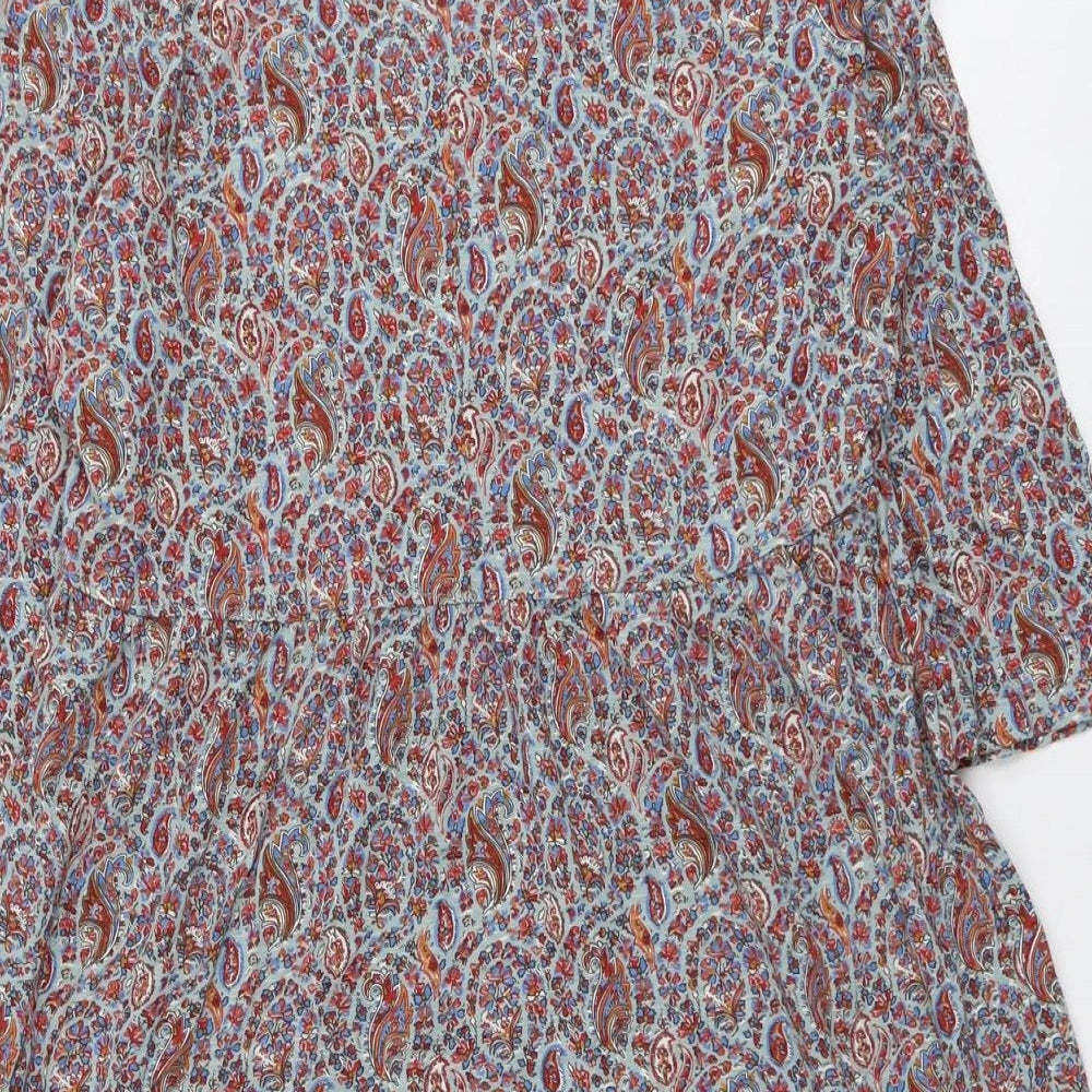 Fat Face Womens Multicoloured Geometric Viscose Basic Blouse Size 12 Round Neck