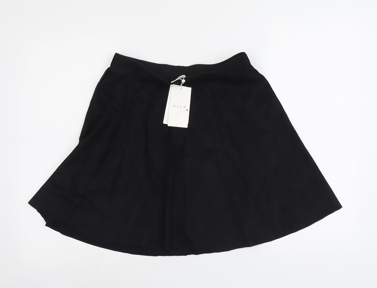 VILA Womens Black Polyester Swing Skirt Size S